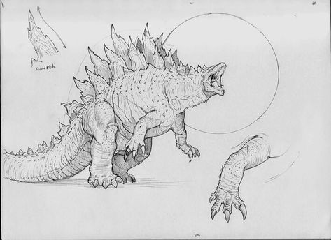 Godzilla Drawing Reference, Godzilla Drawing Sketches, Godzilla Sketch, Godzilla Drawing, Godzilla Resurgence, Godzilla Tattoo, Mythical Creature Art, Godzilla Art, Kartu Pokemon