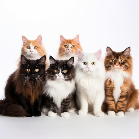 AI art, digital art of a group of cats of different colours and breeds sitting together facing forward. Group Of Cats, Group Pics, Animal Groups, Haiwan Peliharaan, Cat People, Crazy Cat, Cute Little Animals, Beautiful Cats, A Group