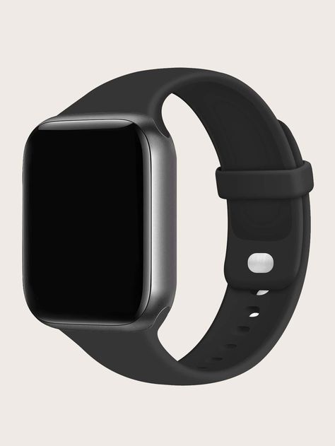 Black  Collar  Silicone Plain  Embellished   Smart Watches & Accs Apple Watch Black Band, Black Smart Watch, Apple Watch Black, Apple Smart Watch, Black Apple Watch, Black Apple Watch Band, Apple Watch バンド, Smart Watch Apple, Black Apple