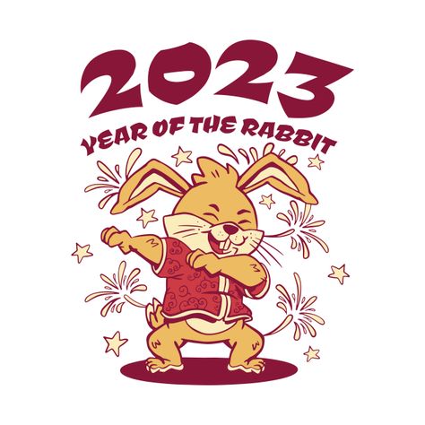 2023 Year Of The Rabbit Design, Year Of The Rabbit Design, 2023 Tshirt Design New Year, Chinese New Year Design 2023, 2023 Chinese New Year Rabbit, 2023 Rabbit Design, Imlek 2023 Rabbit, Happy New Year 2023 Design, Rabbit Year 2023