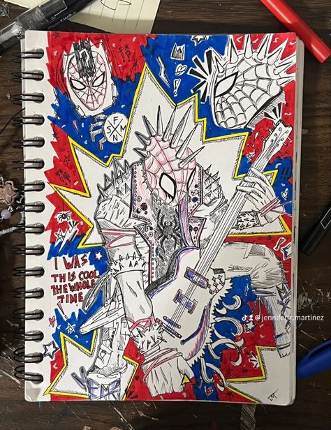 Croquis, Hobie Brown Drawing, Punk Spider Man, Spider Man Across The Spiderverse, Brown Drawing, Punk Drawing, Spiderman Sketches, Spiderman Painting, Hobie Brown