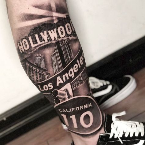 May 3, 2022 - This Pin was discovered by madison moore. Discover (and save!) your own Pins on Pinterest Small Black And Grey Tattoos, Hollywood Tattoo, Elvis Tattoo, Houston Tattoos, Skyline Tattoo, Black And Grey Tattoos Sleeve, Tattoo Black And Grey, California Tattoo, Usa Tattoo