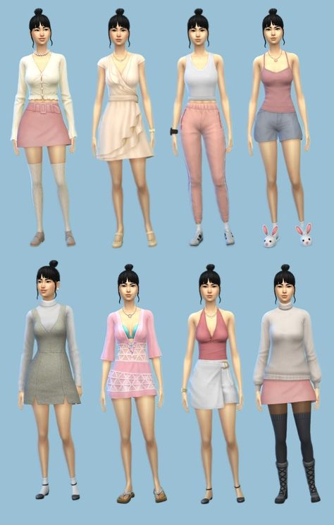 Sims 4 cute outfit inspiration in pastel tones 💚 my ID is Yuna_licht. #ts4 #sims4 #sims4outfits #ts4outfits #sims #sims4outfitinspiration Sims 4 Pink Outfits No Cc, Sims Looks Ideas, Sims 4 Outfit Inspo No Cc, Sims 4 Clothes Ideas No Cc, Sims 4 Cas Outfits No Cc, Cute Sims 4 Characters No Cc, Sims 4 Base Game Outfits Ideas Y2k, Cute Sims Outfits No Cc, Cute Sims 4 Outfits Cc