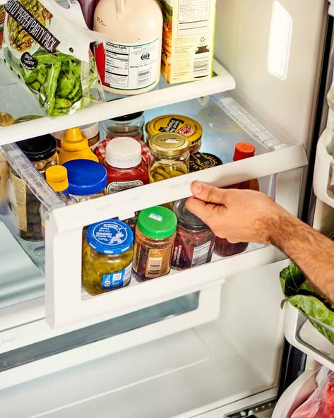 The 5 Best Fridge and Freezer Organizing Lessons We Learned in 2021 | Kitchn Organisation, Fridge Cleaning Hacks, Best Fridge, Fridge Smells, Smart Fridge, Prevent Food Waste, Fridge And Freezer, Fridge Shelves, Freezer Organization