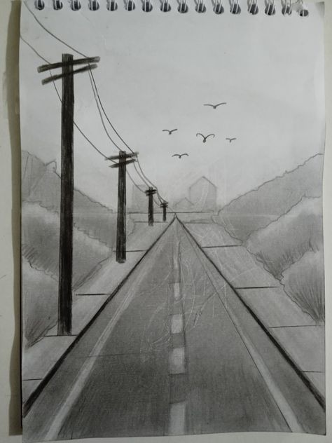 Easy Street Drawing, Scenery Sketch Drawing, Landscape Shading Drawing, Drawings Ideas Scenery, Drawings Landscaping Easy, City Sketch Pencil Easy, Sketch Ideas Landscape Pencil Drawings, Drawing Inspo Landscape, Easy Scenery Sketch