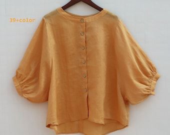 Top Amarillo, Batwing Shirt, Fashion Top Outfits, Loose Fit Blouse, Womens Blouses, Pretty Blouses, Blouse For Women, Sleeveless Dress Summer, Yellow Top