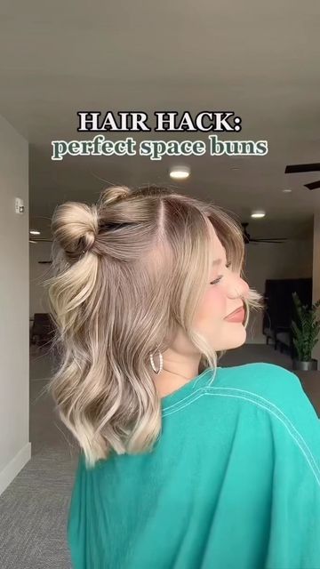 Kaitlynn Beeler on Instagram: "Perfect Space Bun who?" Perfect Space Buns Tutorial, Space Buns Medium Hair, Perfect Space Buns, Short Hair Space Buns, Space Buns Hairstyles, Cute Space Buns, Easy Space Buns, Space Bun Hairstyles, Space Buns Tutorial