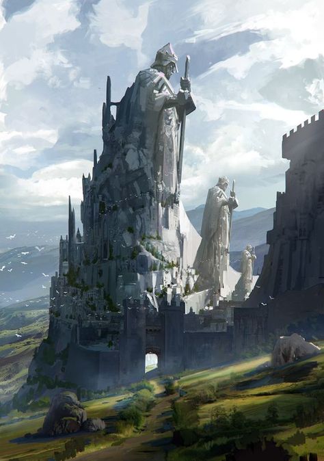 67 Surreal Castle Concept Art Depictions to Surge Inspiration From  #fortressinthesky #prisonconceptart #guardiansoftown #villageguarded #stonesentinels #castleconceptart #townconceptart #stone #sentinel #digitalpainting Stone City Concept Art, Medieval Castle Concept Art, Concept Art Medieval, Medieval City Art, Fantasy Castle Concept Art, Stone Concept Art, Medieval Concept Art, Fantasy City Art, Medieval Fantasy Art