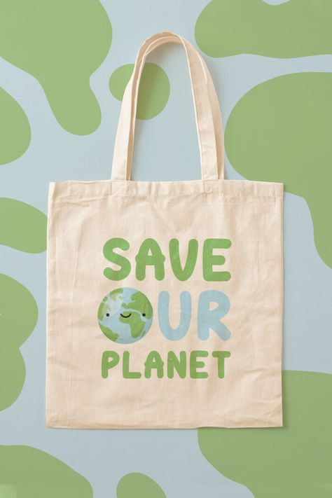 Save our planet Tote Bag Tela, Reusable Bags Design, Hand Painted Bags Handbags, Reuse Reduce Recycle, Diy Tote Bag Design, Reuseable Bag, Anime Tote Bag, Save Mother Earth, Tods Bag