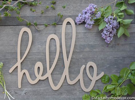 New Handwritten Word Cutouts From Start at Home Decor Hello Typography, Sign Typography, Milk Paint Colors, At Home Decor, Wooden Words, Farmhouse Inspiration, Word Signs, Router Bit, Rustic Wood Signs