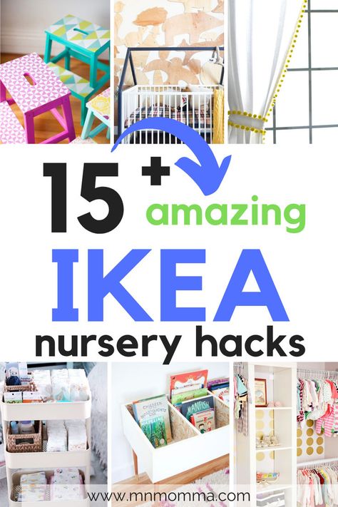 The best IKEA nursery hack ideas for your baby's bedroom. Turn our baby's room into a beautiful nursery on a budget. Get organized and gorgeous gender neutral rooms in no time. Great DIY ideas you can do yourself with these ikea or amazon pieces of decor or furniture! From the Kallax to dresser ideas - your newborn will have a beautiful room that's unique (and saves you money!) Transform your baby's room. Discover clever, budget-friendly ideas to create a cozy, stylish space. Get inspired now! New Baby Room Ideas, 1 Bedroom Apartment Nursery Ideas, Nursery Ideas Storage, Small Nursery Layout Ideas, Mini Nursery In Parents Room, Baby In Parents Room Ideas, Nursery Ideas Fun, Rigga Ikea, Tiny Nursery Ideas