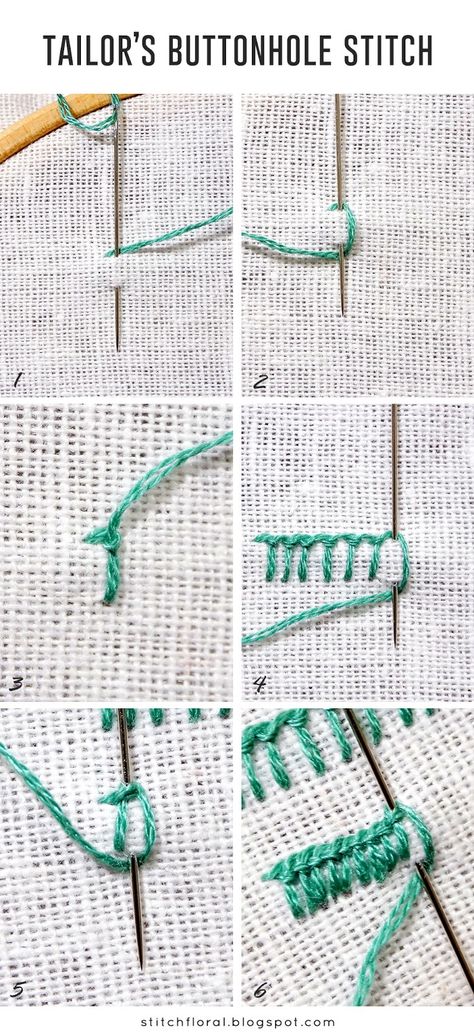 Tailor's buttonhole stitch Patchwork, Hand Stitched Buttonholes, Embroidery Buttonhole Stitch, Buttonhole Stitch Tutorial, Button Hole Stitch Embroidery, Button Hole Stitch Embroidery Designs, Buttonhole Stitch Embroidery Design, Buttonhole Stitch Embroidery, Embroidered Buttonholes