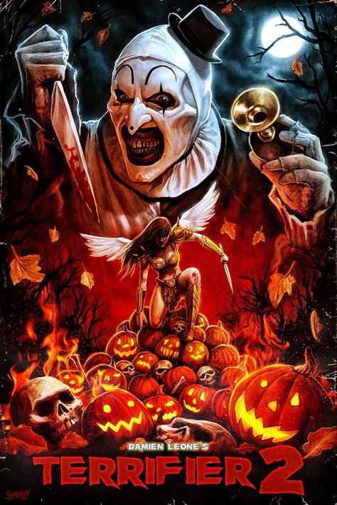 Halloween Movie Poster, Terrifier 2, Horror Villians, Horror Movie Tattoos, Art The Clown, Horror Prints, Halloween Film, Scary Movie Characters, Horror Movie Icons