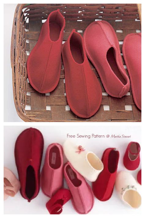 Couture, Diy Felt Slippers Pattern, Felt Slippers Diy Free Pattern, Felt Shoes Pattern, Hand Made Slippers, Felted Slippers Pattern Free, Sewing Slippers Pattern Free, Fleece Slippers Pattern Free, Free Slipper Patterns Sewing