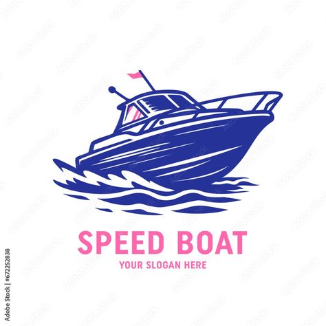 Speed Boat Clipart with sea waves vector Logo illustration isolated Stock Vector | Adobe Stock Boat Vector Illustration, Boat Illustration Design, Boats Drawing, Boat Clipart, Boat Illustration, Boat Drawing, Waves Vector, Speed Boat, Boat Design