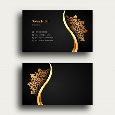 Luxury Business Card Design, White Business Card Design, Business Card Design Black, Ornamental Mandala, Luxury Business Card, Yellow Business Card, Business Card Set, Card Design Template, Foto Logo