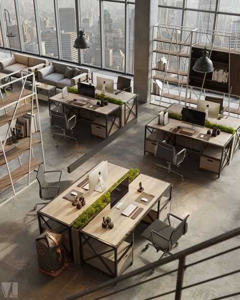 Hybrid Workspace, Modern Office Space Design, Bureau Open Space, Design Portfolio Layout, Open Concept Office, Interior Kantor, Industrial Office Design, Open Space Office, Interior Design Minimalist