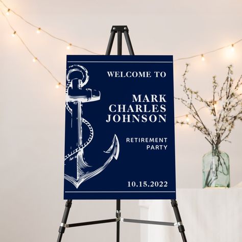 Nautical Theme Retirement Party, Navy Commissioning Party, Nautical Retirement Party, Navy Retirement Party Ideas Centerpieces, Sailing Into Retirement Party, Us Navy Retirement Party Ideas, Coast Guard Retirement Party, Cruise Party Theme, Navy Retirement Party Ideas