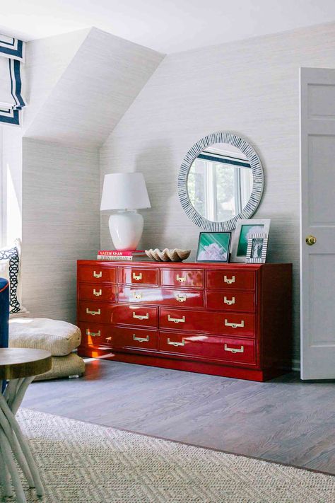 Our Navy Blue and White Bedroom with Calico! Red And Blue Bedroom Ideas, Navy Blue And White Bedroom, Blue And White Bedroom, Flat Roman Shade, Table Skirt, Red Rooms, Kitchen Nook, Bedroom Windows, Blue Bedroom