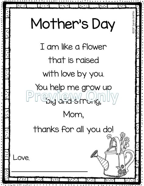 mothers-day-poem-for-kids-example Mothers Day Poems Preschool, Mothers Day Poems For Kids, Short Mothers Day Poems, Mothers Day Poem, Kindergarten Poems, Handprint Poem, Mothers Day Crafts Preschool, Preschool Poems, Poem Template