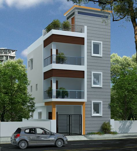 G 3 Front Elevation Design Latest, G 2 Elevation Design, Elevation Designs For House G+1, G 2 Front Elevation Design Latest, Front Elevation Design, Building Front Designs, 3 Storey House Design, Apartments Exterior, House Outer Design