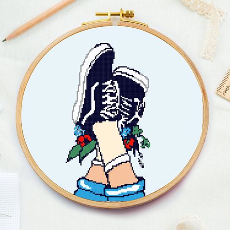 Sport Boots, Cross Stitch Quotes, Easy Cross Stitch Patterns, Xstitch Patterns, Small Cross Stitch, Cross Stitch Needles, Cross Stitch Funny, Simple Pattern, Pattern Embroidery