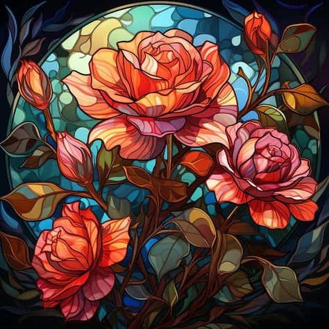 Art Facts, Stained Glass Rose, Two Roses, Glass Rose, Enchanted Rose, Rose Bush, Window Displays, Window Art, Drawing Board