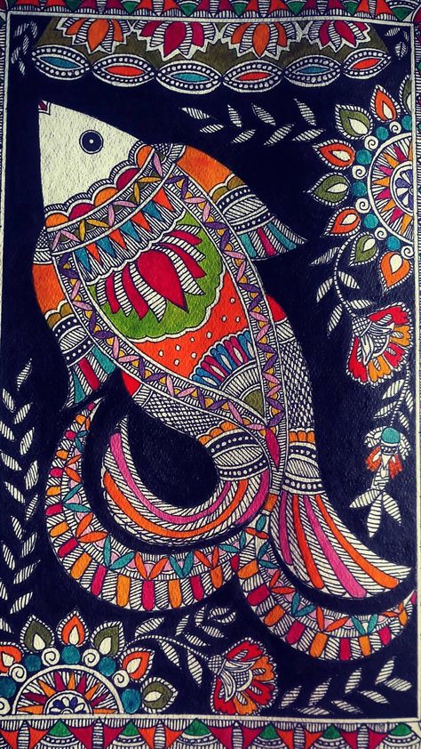 Fish madhubani painting 2315 inches | Etsy Folk Paintings Of India, Indian Art Gallery Paintings, Kalamkari Painting Kalamkari Painting Design, Madhubani Paintings Ideas Design, Fish Madhubani Painting, Madhubani Peacock, Painting Indian Art, Madhubani Designs, Madhubani Paintings Peacock