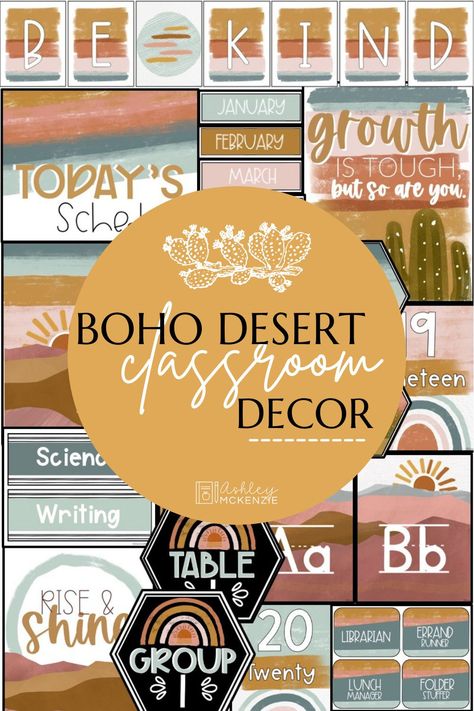 Aztec Classroom Theme, Western Themed Classroom Ideas, Bohemian Classroom Theme, Boho Western Classroom Theme, Terracotta Classroom, Boho Cactus Classroom, Classroom Themes Boho, Western Classroom Decor, Desert Classroom Theme