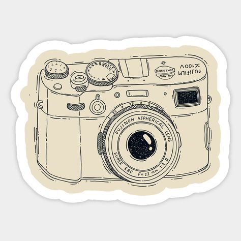 Simple outline illustration of a Fujifilm X100V camera -- Choose from our vast selection of stickers to match with your favorite design to make the perfect customized sticker/decal. Perfect to put on water bottles, laptops, hard hats, and car windows. Everything from favorite TV show stickers to funny stickers. For men, women, boys, and girls. Small Aesthetic Stickers, Aesthetic Camera Sticker, Red Bubble Stickers Aesthetic Vintage, Minimalist Design For Scrapbook, Single Stickers Printable, Stickers Design Aesthetic, Minimalist Stickers Printable Vintage, Stickers To Put On Your Laptop, Cool Printable Stickers