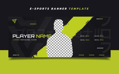 New Player Esports Gaming Banner Template with Logo for Social Media Gaming, Social Media, Gaming Banner Template, Sport Banner, Esports Logo, Gaming Banner, Banner Template, Vector Free, Clip Art