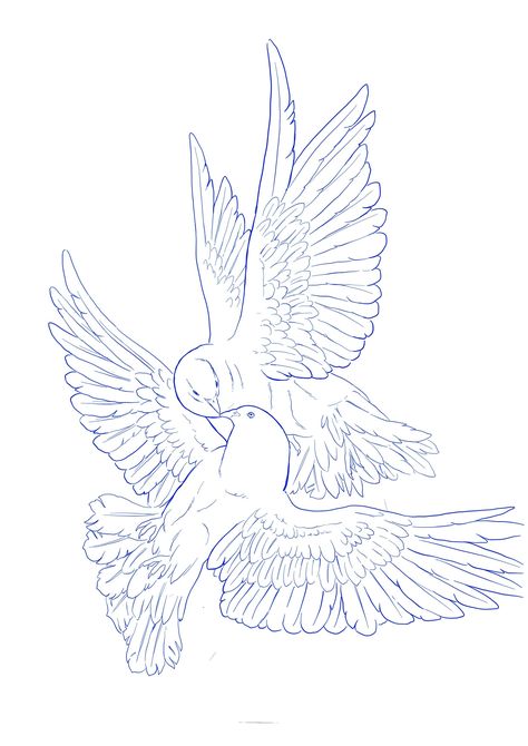 Milanshax: I will make you anything from realistic to cartoonish tattoo design for $15 on fiverr.com 2 Doves Drawing, 2 Dove Tattoo Design, 2 Doves Tattoo Design, Dove Drawing Tattoo, Doves Tattoo Design, Dove Tattoo Outline, Half Sleeve Tattoo Designs Sketches, 2 Doves Tattoo, Bird Tattoo Stencil