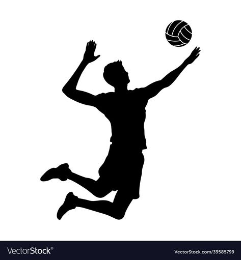 Volleyball Silhouette, Action Cartoon, Boy Silhouette, Mens Volleyball, Silhouette Man, Volleyball Games, Man Vector, Boys Sticker, Volleyball Player