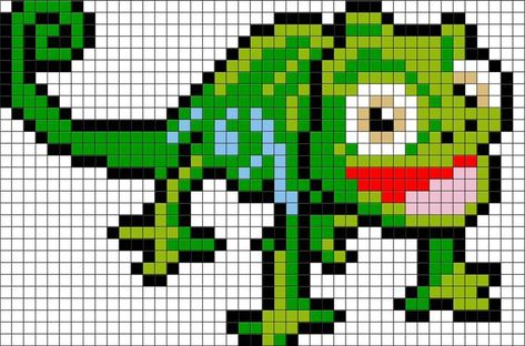 Tangled Pascal Pixel Artwork - #art #Pascal #Pixel #Tangled Pascal Tangled, Tangled Pascal, Modele Pixel Art, Disney Cross Stitch Patterns, Perler Art, Pixel Art Templates, Pixel Drawing, Pix Art, Pearler Bead Patterns