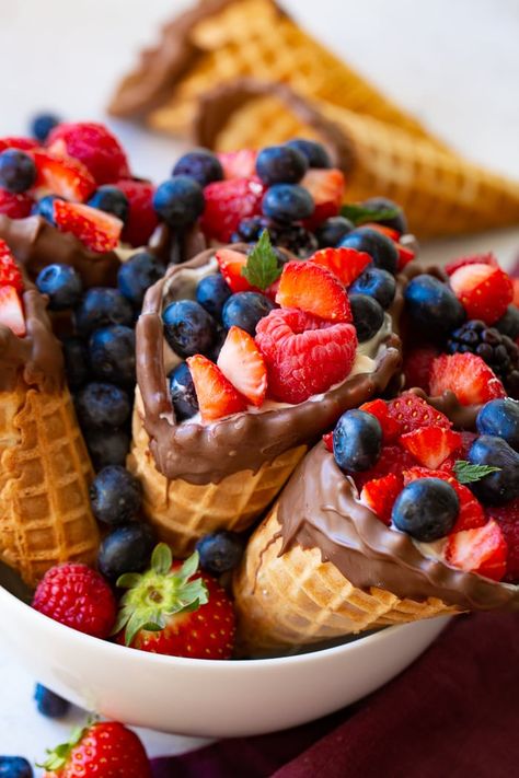 Waffle Cone Recipe, Fruit And Yogurt, Oh Sweet Basil, Kids Help, Waffle Cone, Snacks Saludables, Sweet Basil, Easy Meals For Kids, Summer Snacks