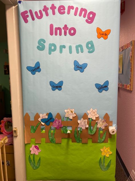 Bulletin Boards, Doors, Flutter Into Spring Bulletin Board, Spring Bulletin Board, Spring Bulletin, Spring Bulletin Boards, Spring Steel, Board Ideas, Bulletin Board