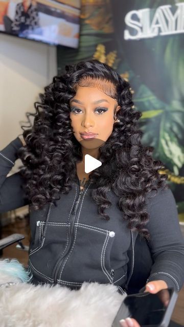 The Slay Collection LLC✨ on Instagram: "Wig Installment   Slaying My 24” Water Wave HD Lace Wig styled Wand Curls @theslaycollection_   SHOP #theslaycollection" Wand Curls On Body Wave Wig, Wand Curls Deep Wave Hair, Loose Wave Curls Black Women, Wand Curls On Straight Wig, Deep Wave Wig With Wand Curls, Middle Part Wand Curls Wig, Deep Wave With Wand Curls, Wand Curls Frontal Wig, Wand Curls On Weave Side Part