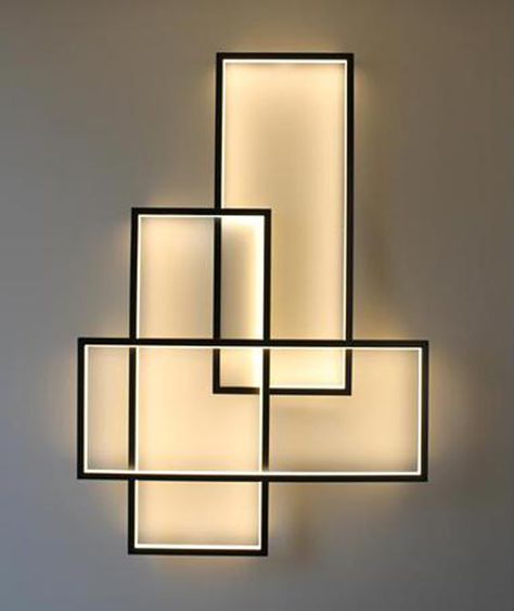 Led On Wall, Frames With Lights, Wall Led Light Decor, Steel Light Fixtures, Model Energy, Frame With Lights, Led Light Art, Square Lighting, Frame Lighting