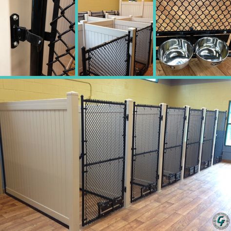 Dog Rescue Kennel Ideas, Dog Kennel Set Up Outside, Garage Into Dog Room, Garage Kennel Ideas, Dog Garage Kennel, Dog Kennel Organization Ideas, Custom Dog Kennels Indoor, Shed Kennel Ideas, Basement Kennel Ideas