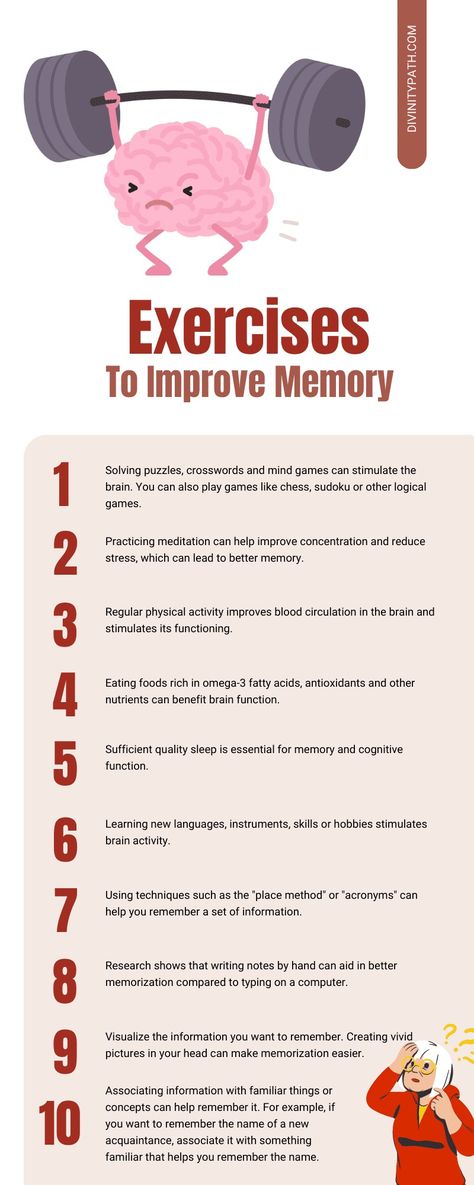 9 Proven Exercises To Improve Memory That Actually Work Ways To Improve Memory, Mental Strength Exercises, How To Improve Your Personality, How To Improve Your Memory, How To Improve Memory, Brain Exercises For Memory, Exercise For Mental Health, Foods That Improve Memory, Mind Exercises