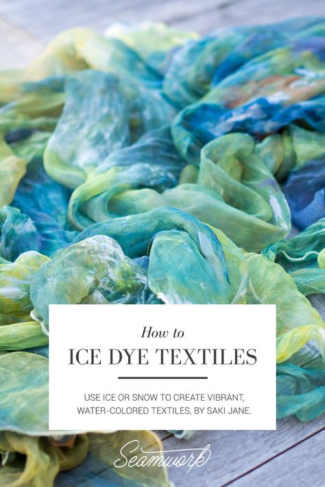 Fabric Dye Techniques, Dyeing Techniques Fabric, Dye Techniques Fabric, Ice Dyeing Techniques, How To Ice Dye, Dyeing Fabric Techniques, Painting With Fabric, Diy Batik, Eco Dyeing Fabric