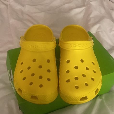 Yellow Crocs Crocs Yellow, Yellow Crocs, Back To School Shoes, Shoes Yellow, Women's Crocs, School Shoes, Crocs Shoes, Color Yellow, Size 7