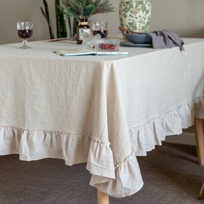 Unique elegant ruffle flounces design, more elegant and luxurious for your life | Rosalind Wheeler Lory Season Retro Farmhouse Ruffle Tablecloth Flounces Trim | C007106133_1158355975 | Wayfair Canada Ruffle Tablecloth, Table Baby Shower, Ruffled Tablecloth, Farmhouse Tablecloths, Retro Farmhouse, Kitchen Party, Country Table, Wedding Tablecloths, Lace Table