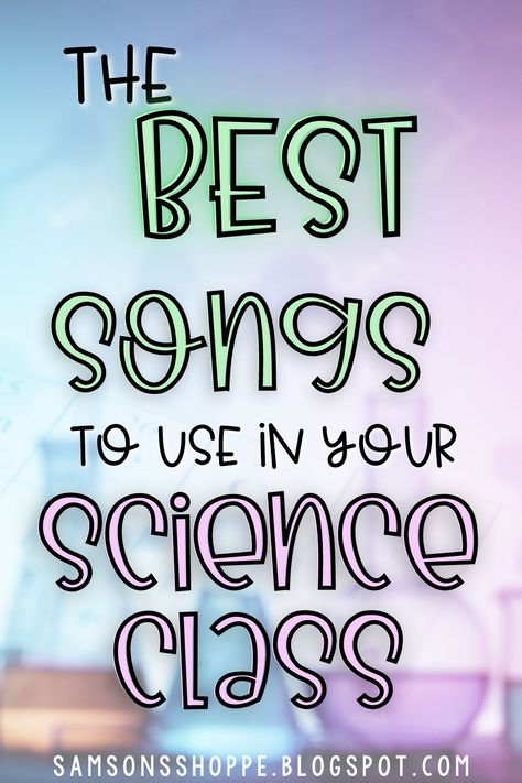 YES! You CAN integrate songs into the middle school science classroom! There are SO many popular songs that can be integrated into your middle school science activities. Check out this list for songs that can be used when teaching the periodic table to kids, when teaching middle school space lessons, physics or the human body systems! A great way to start virtual classroom meetings, for classroom transition ideas or as introduction to a science topic. samsonsshoppe.blogspot.com #samsonsshoppe Cells Middle School Activities, Science Presentation Ideas, Amplify Science Middle School, Middle School Transition Activities, Science Classroom Decorations Middle School, Fifth Grade Science Classroom, Middle School Science Decor, Science Classroom Elementary, Science Games Middle School