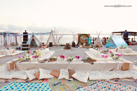 Bohemian theme                                                                                                                                                                                 More Bohemian Debut Theme, Boho Debut, Bohemian Debut, Beach Debut, 18th Debut Ideas, Debut Theme Ideas, Debut Themes, Beach Party Ideas, Debut Planning