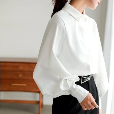 New Women's Button Up Blouse Casual Cardigan Lantern Long Sleeve Solid Elegant Shirts Formal Tops Office Clothing For Woman by LavaKingDeals on Etsy Woman Shirt, Chic Work Outfits Women, Autumn Lantern, Work Outfits Frauen, Chic Work Outfits, Lantern Sleeved Blouses, Fashion Office, Tops Long Sleeve, Women Shirts