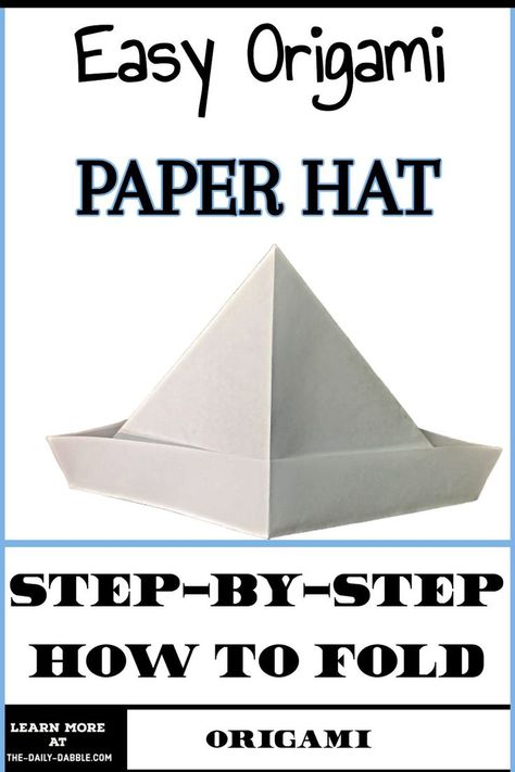 Montessori, Folding A Paper Hat, How To Make A Paper Hat Step By Step, How To Fold A Paper Hat, Making Paper Hats, Paper Hat Origami, Making A Hat Out Of Paper, Easy Origami For Beginners Step By Step, Origami Hat Tutorial