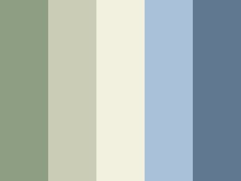 Nope, I change my mind, I want this color palette for my wedding, except change the pale yellow/ ivory to white. Blue Beige Green Aesthetic, Blue Green White Colour Palette, Pale Colors Palette, Blue Olive Color Palette, Green White Blue Beige Colour Palette, Color Pallete Green And Blue, Pale Green Colour Palette, Green Blue Tan Color Palette, Muted Green And Blue Color Palette