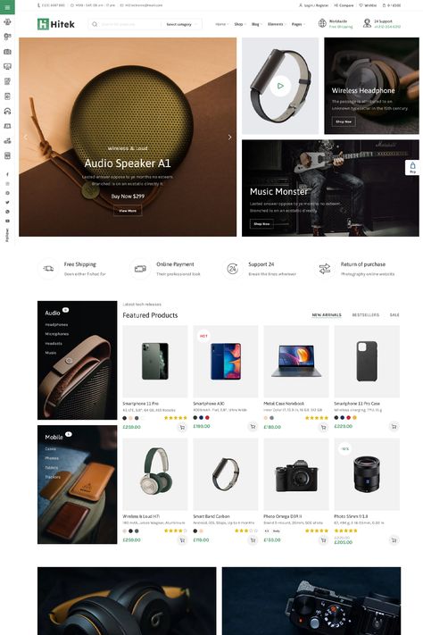 The Hitek Electronics WooCommerce Theme is a specialized WordPress theme designed for online stores and e-commerce websites that sell electronics, gadgets, and tech-related products. Wordpress Theme Design, Tech Website Design, Online Store Web Design, Online Store Design, Websites Design, Webpage Design, E Commerce Website, Woocommerce Themes, Ui Design Inspiration