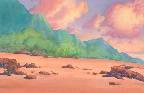 Take in the scenery of Lilo & Stitch with these original backgrounds from the film, courtesy of the Walt Disney Animation Research Library. Croquis, Tumblr, Scenary Paintings, Background Disney, Lilo And Stitch Movie, Pretty Movie, Disney Movie Posters, Watercolor Scenery, Anime Sites